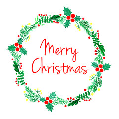 Round watercolor Christmas wreath