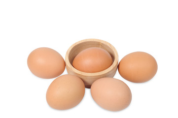 Fresh chicken eggs on white background