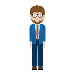 avatar male man smiling with glasses and wearing suit and tie over white background. vector illustration