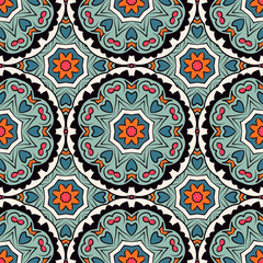 Seamless pattern with mandalas in beautiful colors. Vector background