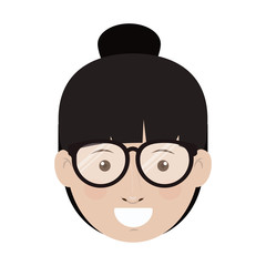 avatar female woman face smiling wearing glasses over white background. vector illustration