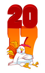 Vector illustration with rooster, symbol of 2017.