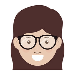 avatar female woman face smiling wearing glasses over white background. vector illustration