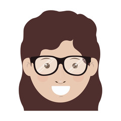 avatar female woman face smiling wearing glasses over white background. vector illustration
