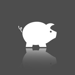 Icono de cerdo con reflejo sobre un fondo oscuro © imaagio.stock