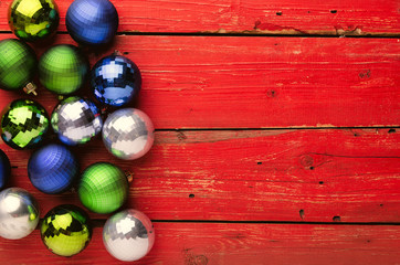 Christmas wooden background with decoration.