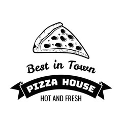 Slice Of Pizza. The best Pizza in Town. Pizza Delivery. Traditional Italian Cuisine. Vector