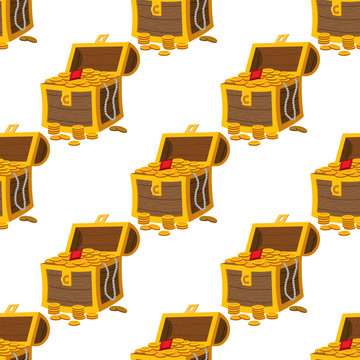 Seamless pattern for design surface Treasure chest.