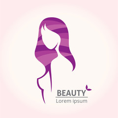 Vector silhouette of a beautiful female template logo or an abst