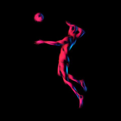 Fototapeta premium Volleyball attacker player silhouette