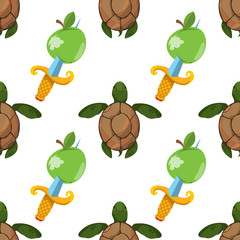 Seamless pattern for design surface Sea turtles.