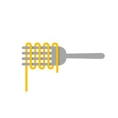 Pasta logo vector isolated on white background, spaghetti noodle on fork, Italian food logotype concept, flat style pasta icon