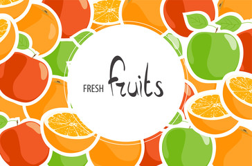 Background of apples and oranges