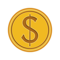 money gold coin. economy and financial item over white background. vector illustration