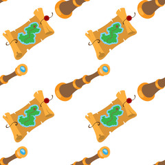 Seamless pattern for design surface Map of the island with buried treasure.