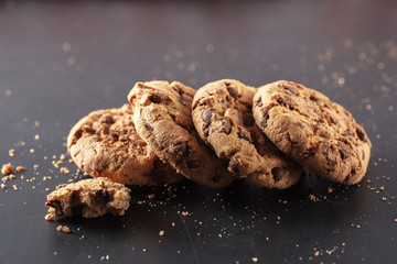 Homemade cookies on a black background