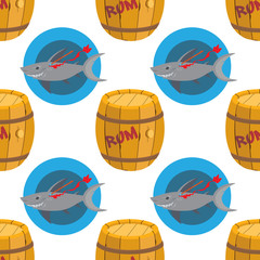 Seamless pattern for design surface Wounded shark.