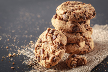 Homemade cookies on a black background
