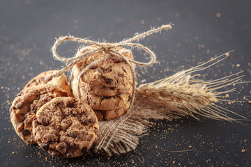 Homemade cookies on a black background