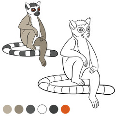 Color me: lemur. Little cute lemur smiles.