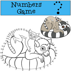 Educational game: Numbers game with contour. Mother lemur with b