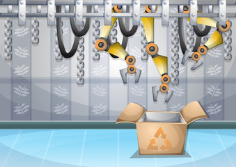 cartoon vector illustration interior factory room with separated layers in 2d graphic