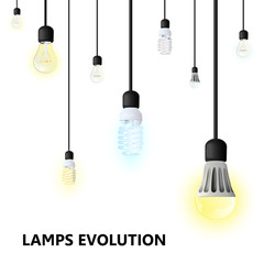Hanging light bulbs on a white background.