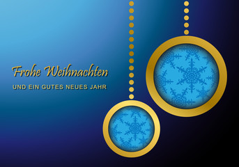 Weihnachtskarte - Weihnachtskugeln (in Blau)