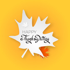 Happy thanksgiving day greeting card with hand lettering