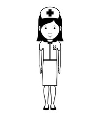 silhouette avatar woman smiling medical nurse professional over white background. vector illustration