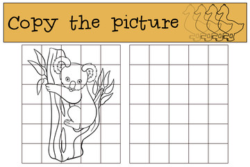 Educational game: Copy the picture. Little cute baby koala.