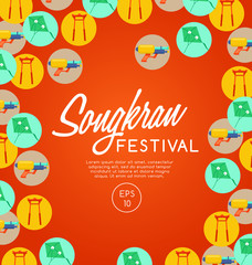 Songkran Festival : Thai Water Festival Elements : Vector Illustration 
