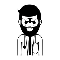 silhouette avatar man medical doctor smiling with stethoscope. professional medical occupation over white background. vector illustration