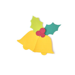 Christmas bell paper cut on white background - isolated