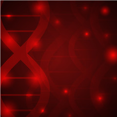 Gene chain dna pattern medical wallpaper,vector illustration.DNA pattern chromosome on red brown sparkling wallpaper.Medical wallpaper for medical site,cardiology clinic