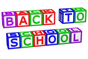 Blocks with word: Back to School. 3D rendering.