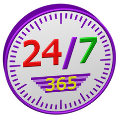 Concept: Opening hours sign. 3D rendering.