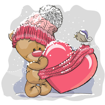 Teddy Bear in a knitted cap