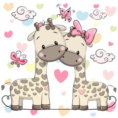 Fototapeta premium Two cute giraffes