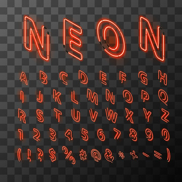 Bright neon red letters in isometric view