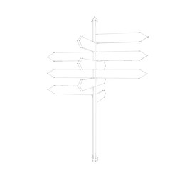 Arrow road sign. Sketch illustration.Isolated on white backgroun