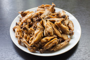 Hot Meat Dishes - Fried Chicken Wings with Garlic Cheese Sauce