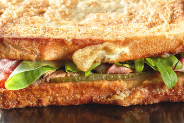 macro grilled ham sandwich