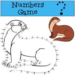 Educational game: Numbers game with contour. Little cute otter s
