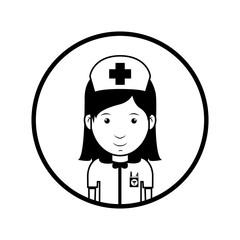 silhouette avatar woman smiling medical nurse professional over white background. vector illustration