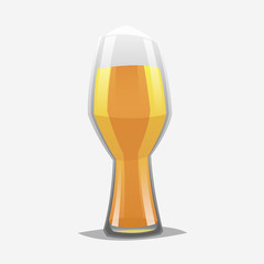 Realistic color cartoon style craft beer glass. Isolated. Vector illustration