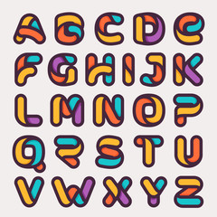 Alphabet colorful logos. Flat style design. Creative typographic elements for posters, t-shirts and cards.