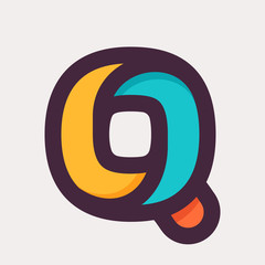 Q letter colorful logo. Flat style design.