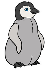 Cartoon animals. Little cute baby penguin smiles.