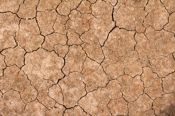 Cracked dry brown soil background, global warming effect